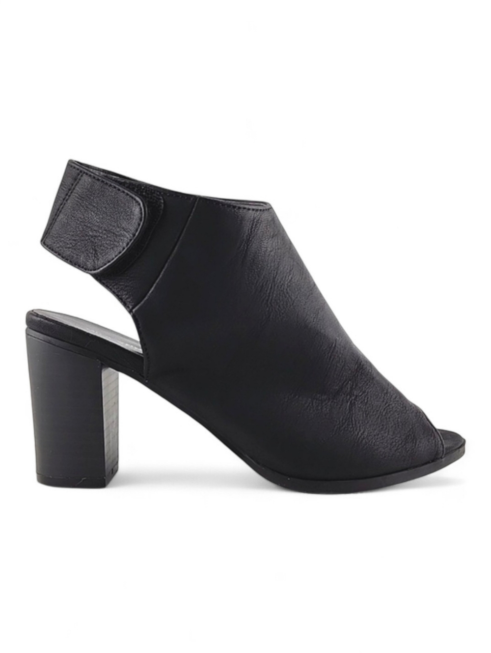 Call It Spring Black Open Toe 3" Block Heel Sandal Adjustable Back Strap Size 8